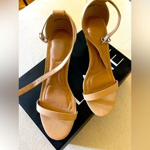Lane Bryant Open Toe, Ankle Strap Heels, Palomino Tan, Size 10